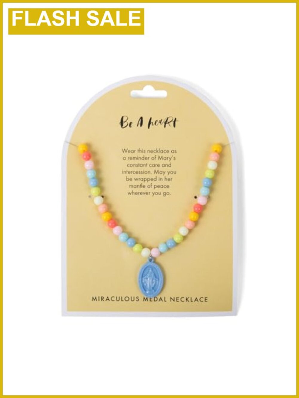 Miraculous Medal Pendant Necklace Elastic Beads First Communion Kids